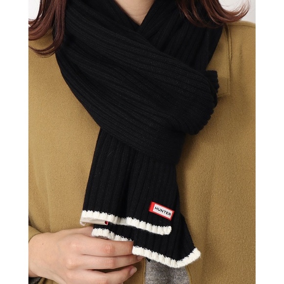 Hunter Original Rib Knit Scarf Black NWT - Picture 1 of 2